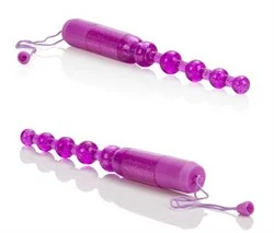 Фиолетовая анальная цепочка Waterproof Vibrating Pleasure Beads - фото 26793