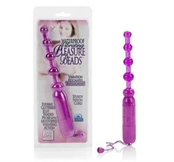 Фиолетовая анальная цепочка Waterproof Vibrating Pleasure Beads - фото 26794