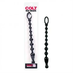 Анальная чёрная цепочка COLT Max Beads - 28 см. - фото 27030