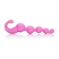 Упругая розовая цепочка L Amour Premium Silicone Beaded Probes - 17 см. - фото 35202