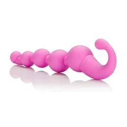 Упругая розовая цепочка L Amour Premium Silicone Beaded Probes - 17 см. - фото 35203