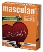 Розовые презервативы Masculan Classic Dotty+Ribbed с колечками и пупырышками - 3 шт.