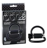 Черное двойное эрекционное кольцо COCK+BALLS HARNESS W. MULTISPEED BULLET