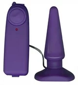 Фиолетовая анальная пробка с вибрацией Funky Vibrating - 10,5 см.