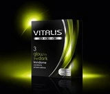 Свеящиеся в темноте презервативы VITALIS PREMIUM glow in the dark - 3 шт.