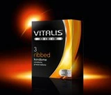 Ребристые презервативы VITALIS PREMIUM ribbed - 3 шт.