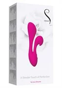 Розовый вибратор с клиторальным стимулятором Silhouette Swan - 18 см.