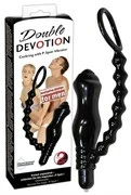 Чёрный стимулятор для мужчин 2-в-1 Double Devotion: анальная пробка и эрекционное кольцо 