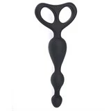 Чёрная анальная цепочка ANAL ANCHOR SILICONE - 16,5 см.