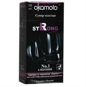 Супер прочные презервативы чёрного цвета Okamoto Strong - 10 шт.