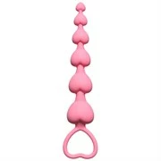 Розовая анальная цепочка Heart s Beads Pink - 18 см.