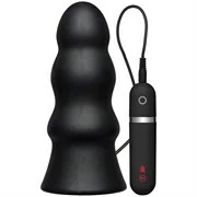 Анальная вибропробка Kink Vibrating Silicone Butt Plug Rippled 7.5 - 19 см.